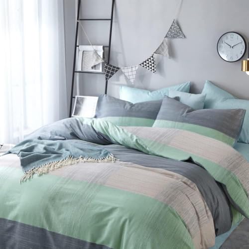 Image of LifeTB Queen Comforter Set Patchwork Bedding Comforter with 2 Pillowcases Soft Fluffy Geometric Plaid Bedding Set Breathable Cozy Patchwork Plaid Checkered Pattern Comforter for All Seasons
