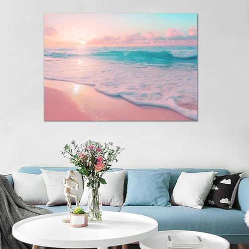 Cuadros de playas modernas y paisajes de océano en lienzo azul para dormitorio 3