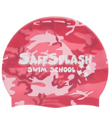 Sporti Unisex Adult Silicone Swim Cap - Safesplash Camo - Pink Multi