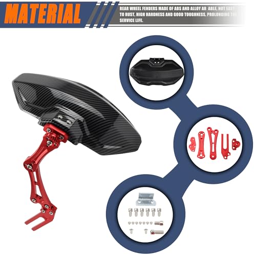 Image of Motorcycle Wheel Rear Mudguard,Fender Rear Cover Compatible with Universal Motorbikes Scooter Extender Accessories-Red