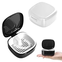 2 Stück Prothesendose,Tragbare Gebissdose,Zahnprothesen Box Mit Hängender, Tragbare Zur Aufbewahrung Und Reinigung Schnullern Und Zahnspangen(Schwarz, Weiß)