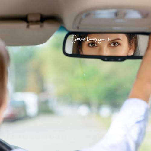 Image of 3x inchJesus Love You inch Car Rear View Mirror Stickers, Rearview Mirror Decal Car Window Decals Affirmation Reminder Sticker Laptop Bumper Sticker for Him Women Water Bottle Laptop Accessories Gifts