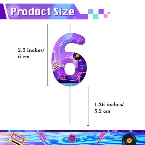 Image of Dark Purple Number 6 Birthday Candles, Cartoon Themed Cake Toppers for Boys Girls Cake Decorations, Birthday Decorations Party Supplies, Number Candles for Party Decor