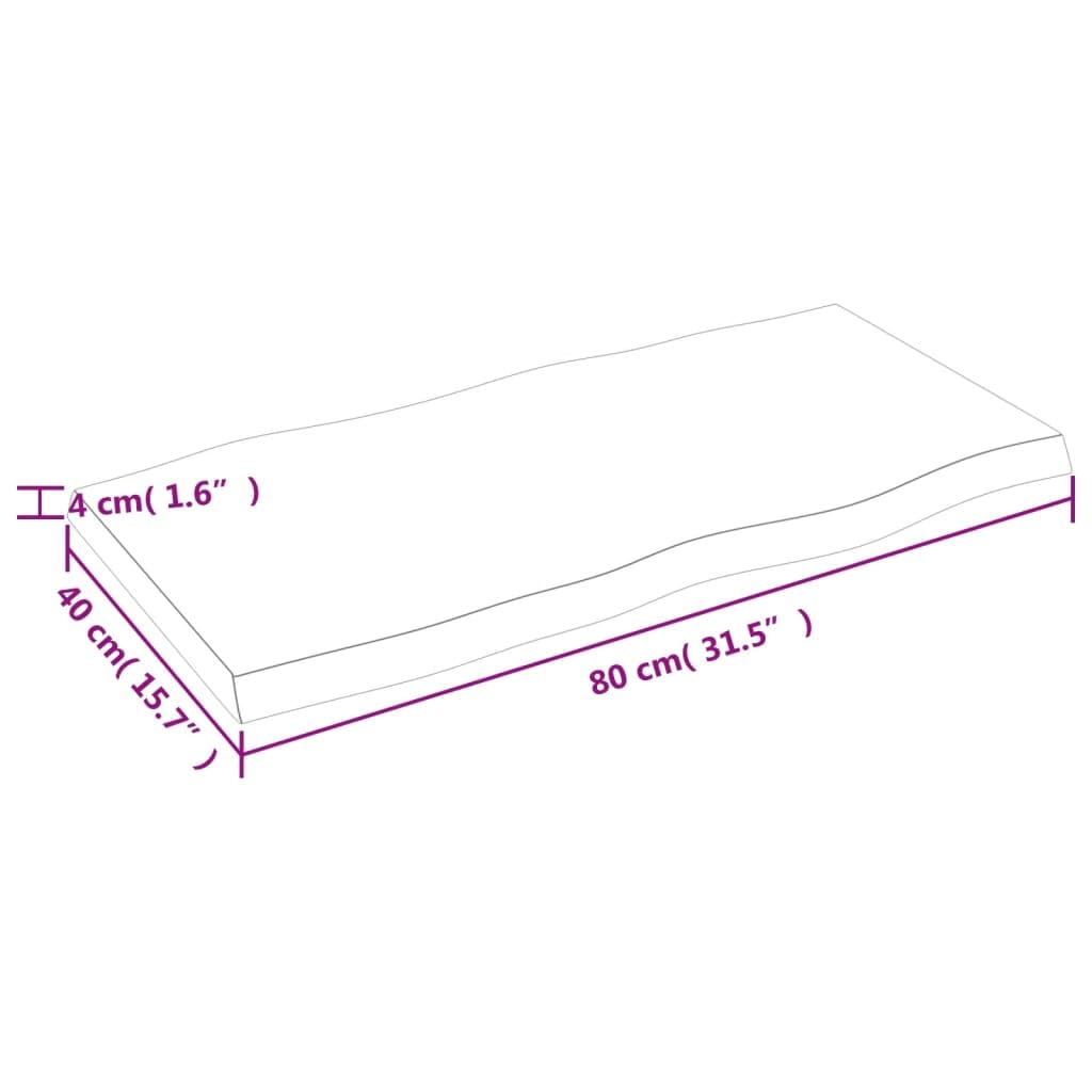 Massivholz Tischplatte aus Eiche 80x40x2-4 cm, behandelte Naturkante für schreibtisch arbeitsplatte ersatz, DIY bauen renovieren, passend für untergestell, Tischoberfläche
