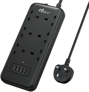 Hulker Extension Lead with USB Slots 6 Way Socket 4 USB 5V 3.4A Surge Protection Extension lead with switch Extension Plug board Power Strip with USB