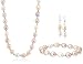 Sterling Silver 9-9.5mm Multi-Pink Freshwater Cultured Pearl Necklace, Bracelet and Hoop Earrings Set