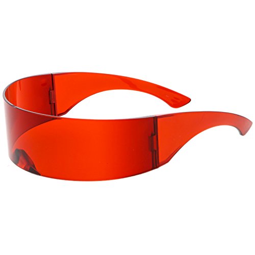 Image of zeroUV - 80s Futuristic Cyclops Cyberpunk Visor Sunglasses with Semi Translucent Mirrored Lens Shield Sunglasses