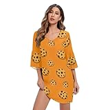 RPLIFE Vestido de gasa naranja con mangas 3/4, tallas S-XXL, Galletas de chocolate naranja, XL