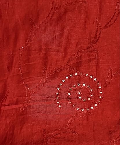 Image of LKC WOMEN'S SEQUENCE EMBROIDERED SELFDESIGN SOFT COTTON CHANDERI DUPATTA