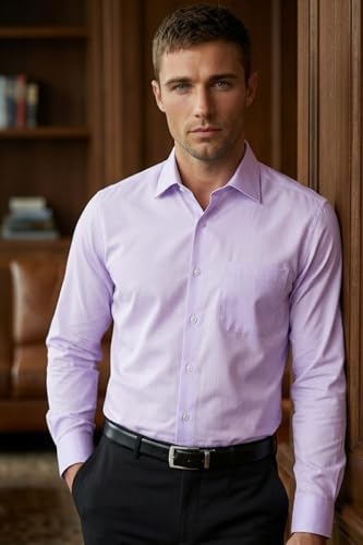Image of Louis Philippe Men's Regular Fit Easy to Iron Everyday wear Premium Cotton Full Sleeve Solid Formal Shirt