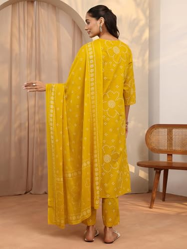 Image of Libas Printed Cotton Blend Straight Kurta Set for Women | daily wear suit