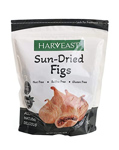 HARVEAST Sun Dried Figs, 2 lbs - Natural Turkish Whole Dried Smyrna Figs Fruit, No Sugar Added, Non-GMO, Unsulfured, Gluten Free & Kosher â€“ Tender & Sweet Dehydrated Figs Vegan Snack in Resealable Bag