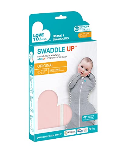 Image of Love to Dream Swaddle UP, Baby Sleep Sack, Self-Soothing Swaddles for Newborns, Improves Sleep, Snug Fit Helps Calm Startle Reflex, New Born Essentials for Baby, 1.0 TOG, 5-8.5 lbs, Pink