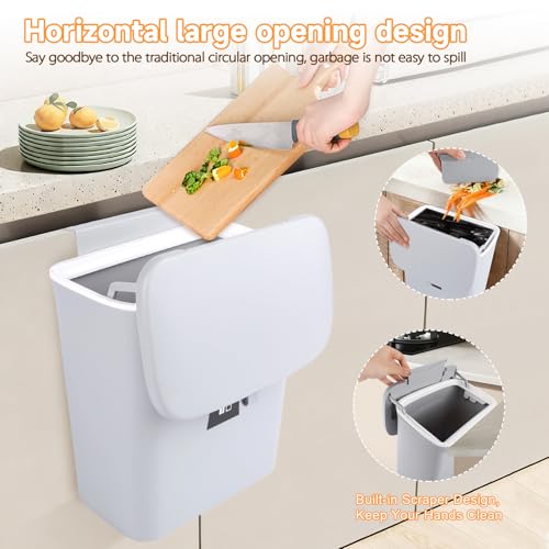 Caneca de Compostaje 9L con Tapa y Bolsa Gris miniatura 3