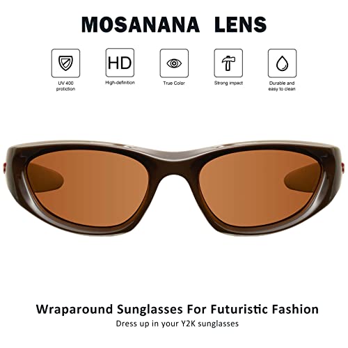 mosanana Wrap Around Y2K Sunglasses for Women and Men Model Freak2
