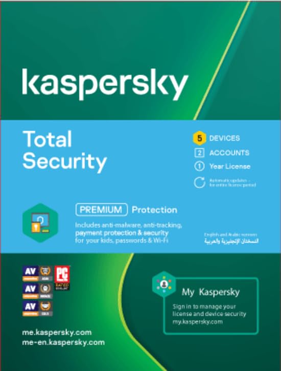 Kaspersky Total Security | 5 Devices | 1 Year | 2 Accounts [Digital Code]