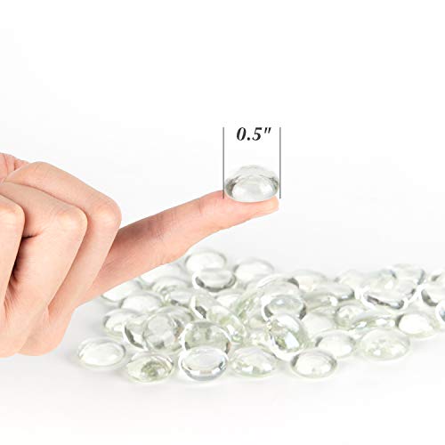 Image of WGV Flat Marbles, Pebbles, Glass Gems, Wedding, Aquarium Decor, Crystal Rocks, Clear (5 Pounds, Approx 500 pcs)