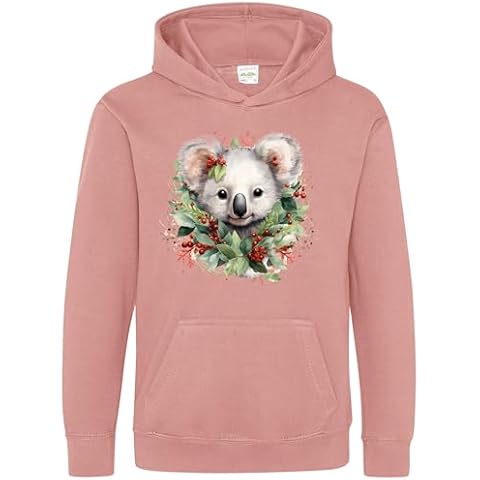 Christmas Koala Bear Kids Hoodie, Dusty Pink Cover