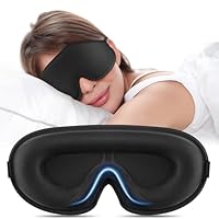YLK Masque de Nuit Homme/Femme, 3D Masque de Sommeil Latéral Anti-Lumière, Combustion Légère et Respirante, élastiques Réglables (Noir)