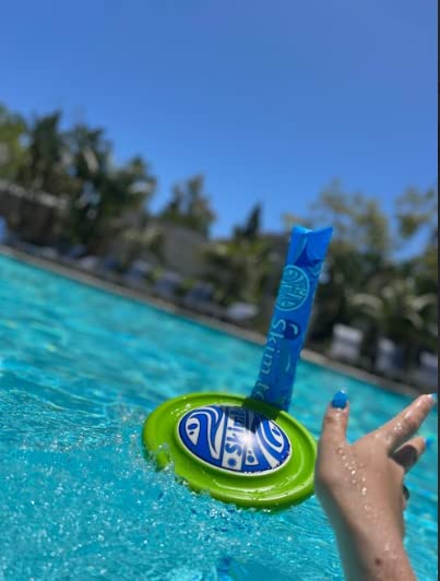Skim to The Pin Pool Disc Game - Exciting New Version of The Classic Game Closest to The Pin - Pool Game - Water Toys Fun Game for All Ages in All Seasons! (Light Blue/Green)