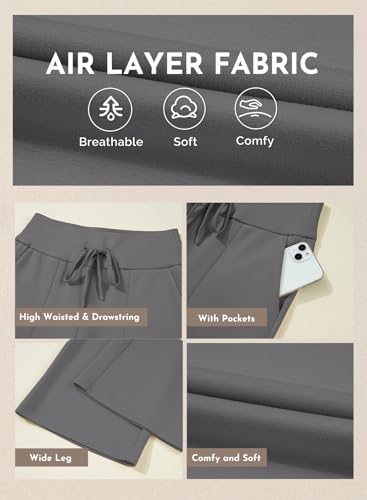 Aleumdr Womens Baggy Sweatpants Drawstring Waist Wide Leg Lounge Pants Fall - image 6