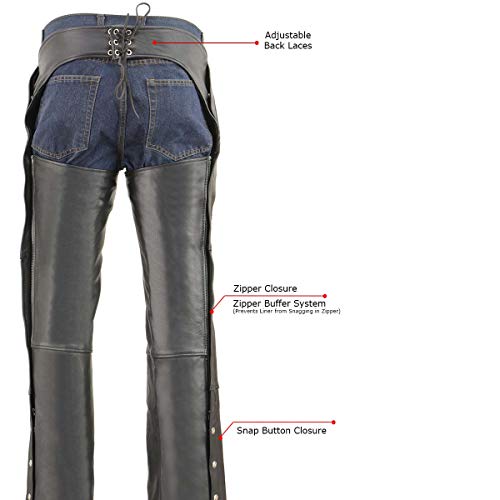 Image of Milwaukee Leather Men's Thermal Lined Premium Leather Motorcycle Bikers Riders Chaps