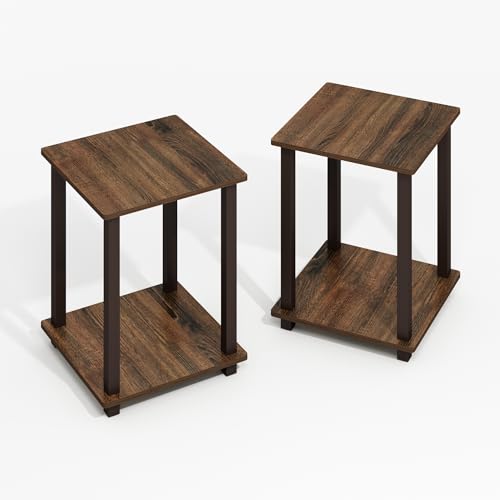 Image of Furinno Simplistic Set of 2 Toolless Living Room Table Set, Black Walnut