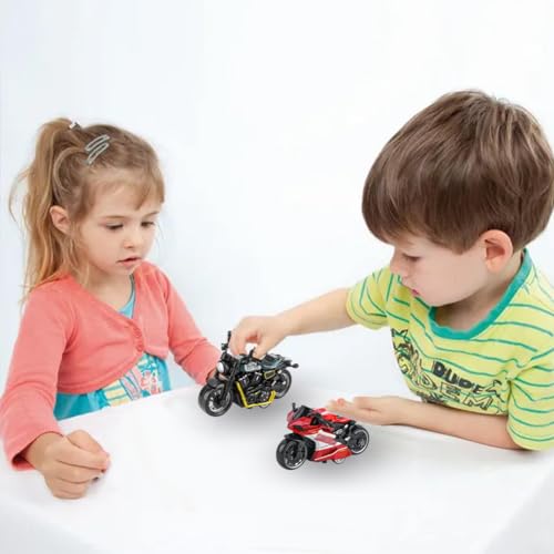 SHDIEHJFMLDH 2 Stück Legierung Motorrad Spielzeug,Pull Bac Fahrzeug Spielzeug,Spielzeugautos Set,Motorrad Modell für Freunde und Kinder,für Lernspiel, Geburtstagsparty-Geschenk（grün und rot）