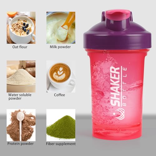 Shaker 400ml portable rose avec bouteille mélangeuse de 414ml