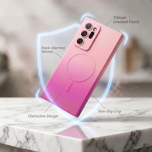 Image of amazon basics Gradient Mag-Safe Case for Samsung Galaxy Note 20 Ultra | Soft Silicone Shockproof Cover with Camera Protection | Slim Lightweight Design | Smooth Touch & Durable - Light and Dark Pink