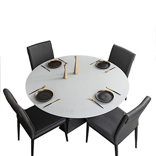 Wasserdichte graue PU-Tischdecke, rund, 100 cm Durchmesser...