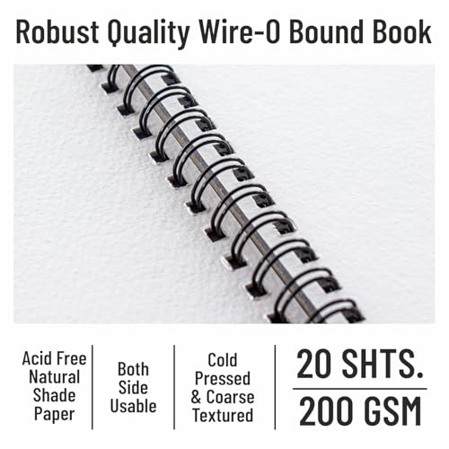 Image of Anupam Watercolour Book 200GSM Natural White Paper with Grained Surface Usable on Both Side 40 Pages A5 for Watercolour, Gouache, Ink, Acrylic, Wet & Mixed Media, Art Painting, Drawing