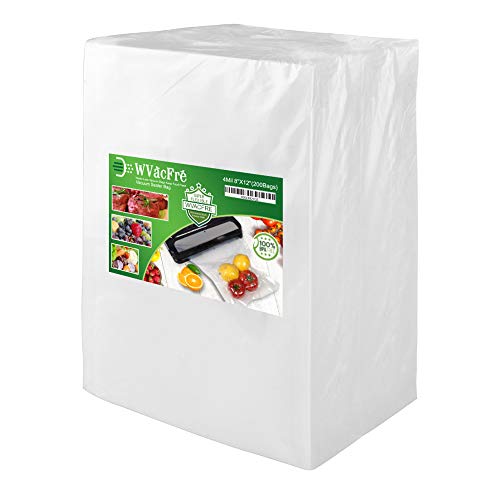 WVacFre 200 Quart Size 8x12Inch 4mil Food Vacuum Sealer Bags with Commercial Grade,BPA Free,Heavy Duty,Great for Food Vac Storage or Sous Vide Cooking