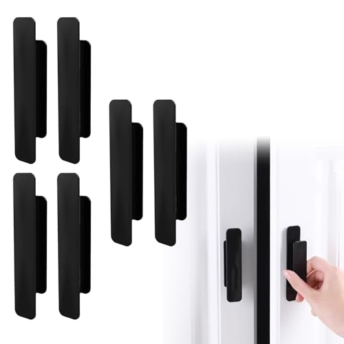 取手 取っ手 ドアノブ 床下収納 取っ手 6個 セット ドアハンドル 10.9*2.3cm 引き戸 埋め込み 両面テープ式 補助ハンドル 釘は必要ありません 引き戸 開閉補助 窓/網戸/引き出し/戸棚/ドア用 取り付けが簡単 (ブラック)