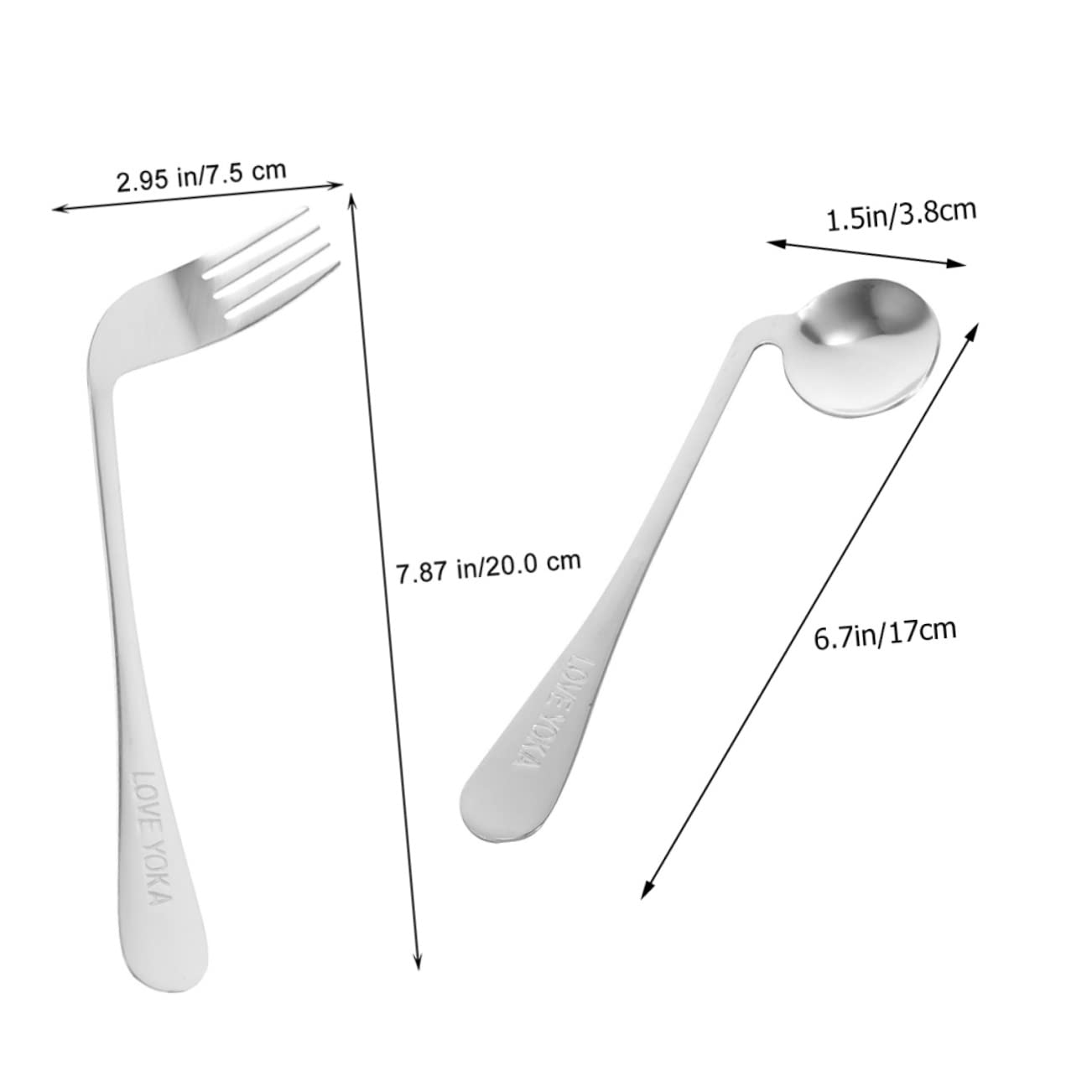 FOMIYES Angled Fork Spoon Set Lightweight Ergonomic Stainless Steel Utensils for Elderly Easy Use Feeding