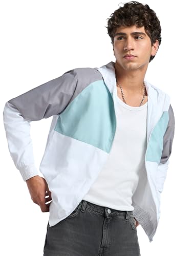 Image of Bewakoof Men's Nylon Regular Fit Hooded Windcheater Jacket | Bewakoof Air 1.0 | Jacket for Men Winter Wear