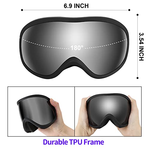Image of Supertrip Snow Ski Goggles Anti-Fog 100% UV Protection Snowboard Skiing Goggles (Black Frame /Gray Lens (vlt 10%))