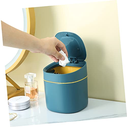 Basura mini Cabilock con tapa, 1.5 galones, azul, rectangular miniatura 4