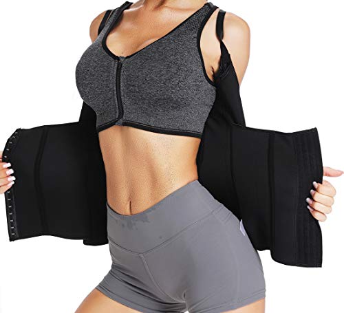 SLIMBELLE Women's Underbust Corset Waist Trainer Cincher Steel Boned Body Shaper Vest with Adjustable Straps Black L