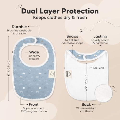 Image of KeaBabies 8-Pack Organic Baby Bibs for Drooling and Teething (Vessels) | Soft Cotton Bibs for Baby Girl, Boy, Extra Absorbent, Easy to Clean & Put On, Toddler, Newborn, Infant 0-24 Months