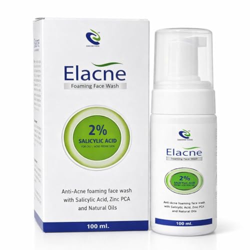 Image of Elacne Foaming Face Wash with 2% Salicylic Acid, Zinc PCA and Natural Oils, for Oily and Acne-Prone Skin, 100 ml