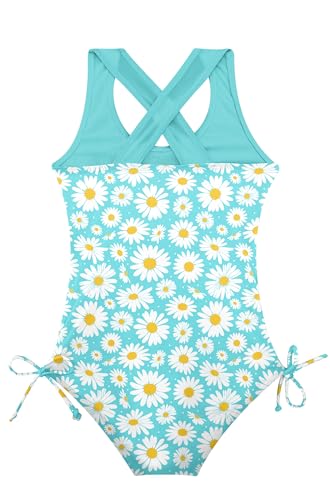Image of BFUSTYLE Girls One Piece Swimsuit Cute Striped Bathing Suit Hawaii Swimwear 6-17 Years