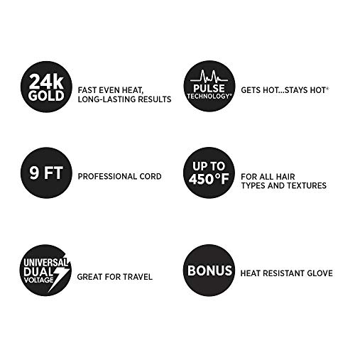 HOT TOOLS Professional 24K Gold CURLBAR Curling Wand, 1 inch