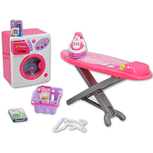 deAO Blanchisserie Nettoyage Playset, Machine à Laver et fer Sertie de Sons et Lumières Comprend des Accessoires - version anglaise