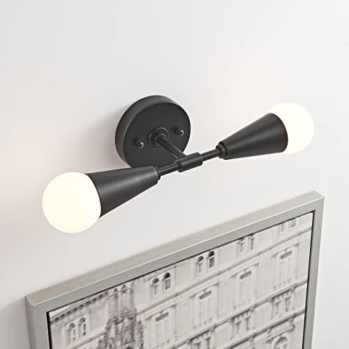 Image of BRIGHTTIA Vicky 2 Light Cone Socket Wall Sconce - Mid Century Modern Fixture for Wall & Ceiling - Minimalist Edison Lamp for Hallway and Bathroom Vanity - Matte Black (BW0027-2B)
