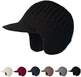 2026 New Beanie with Brim and Ear Flaps,Elastic Fabric,for Unisex (Black)