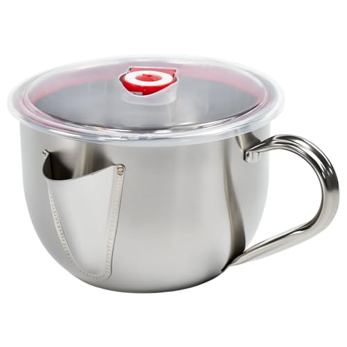KAGEYMB Fetttrennkanne Edelstahl 304 Soßenkanne 1000ml Soßenkanne Fettabscheider mit Deckel & Pinsel Mehrzweck Fett-Trennkanne Küche Fettabscheider Kann für Induktionsherd Küche Ölfilter Kanne