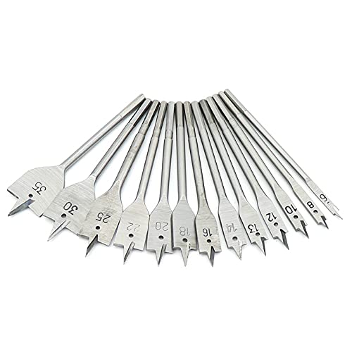 13Pcs 6-35mm Woodworking Flat Spade Drill Bits Set 1/4" Hex Shank Cutter Tool