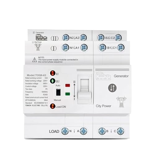 Inverseur de source ATS 4 pôles 63A 220V pour rail DIN TOQ6