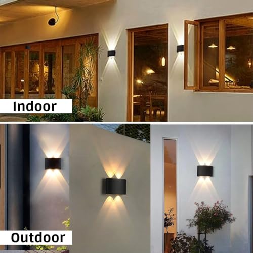 Image of One94Store LED Outdoor Wall Light Pack of 2 | Warm White (WW) 2 -Way Wall Lamp | 4W Aluminium Body, Rainproof & Shockproof, Decorative Step /Pathway /Patio Light Fixture with 3 Month Warranty